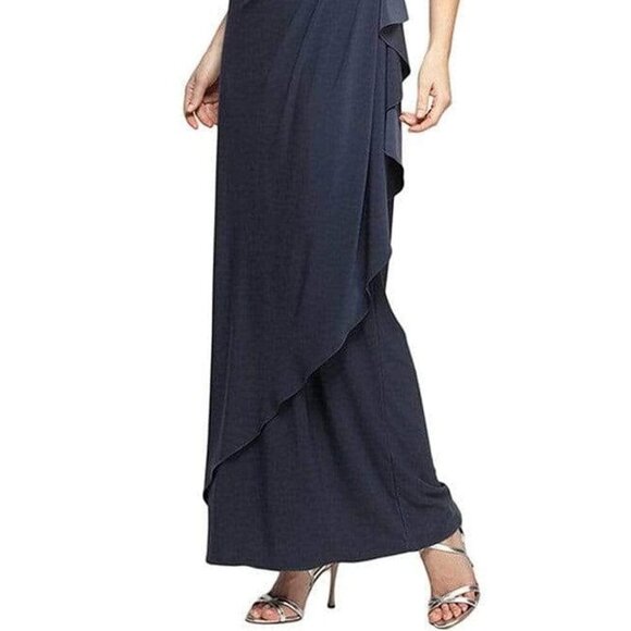 NWT Alex Evenings 225196 Polyester Mother of the Bride Dress Smoke Size 8P - Picture 2 of 8